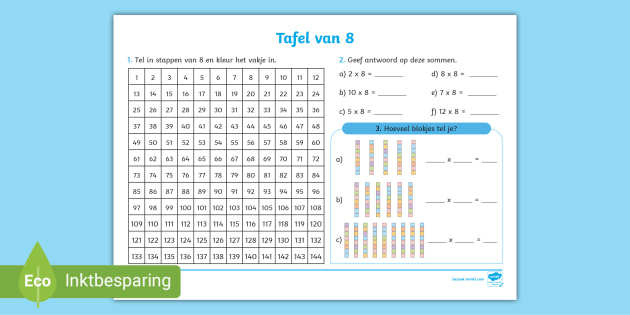 Tafel Van 8 Sommen (teacher made)