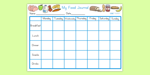 Healthy Eating My Food Journal Teacher Made