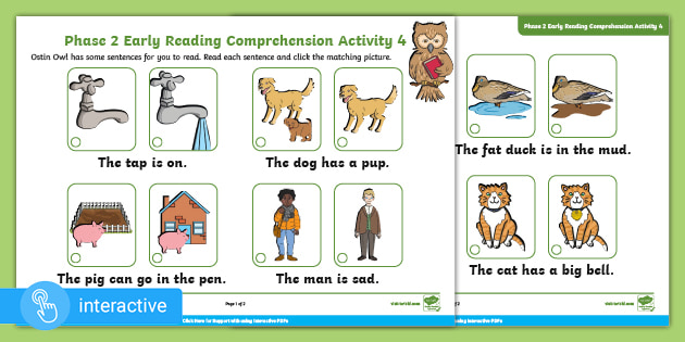 interactive pdf phase 2 early reading comprehension activity 4