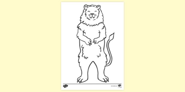 FREE! - Cowardly Lion - The Wizard of Oz Colouring Sheet | Twinkl