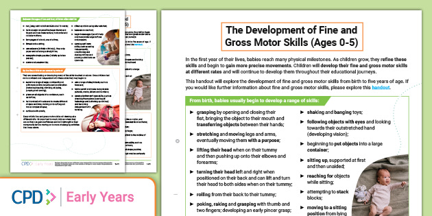 Gross And Fine Motor Skills Handout EYFS CPD Twinkl