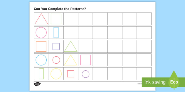 Free Repeating Pattern Worksheet Activity Sheets Shapes