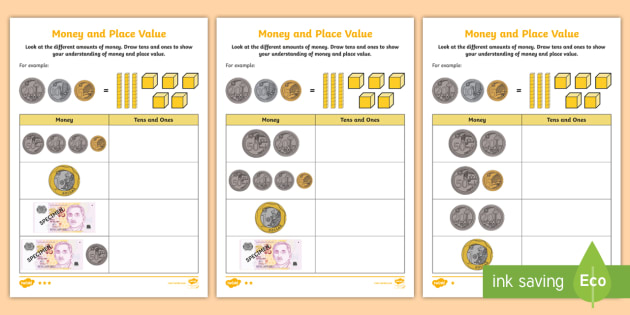 money and place value differentiated worksheet worksheet