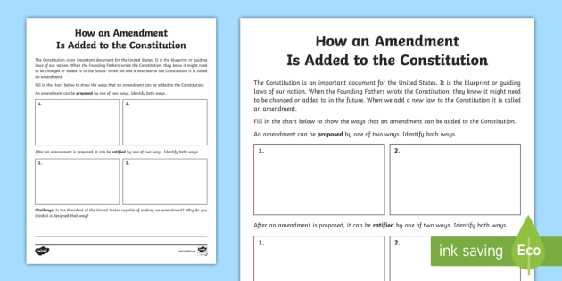Changing the Constitution Worksheet with Answer Key | Twinkl