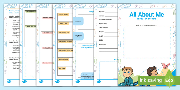 Birth to Three All About Me Baby Memory Book Template