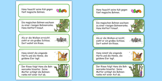 Jack And The Beanstalk Story Sequencing Cut And Stick Activity German