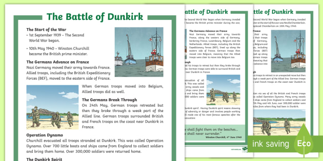 The Battle of Dunkirk Differentiated Fact File