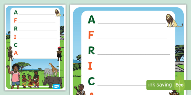 Africa Acrostic Poem Template (teacher made)