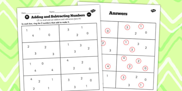 number-facts-to-20-find-pairs-to-4-worksheet-teacher-made