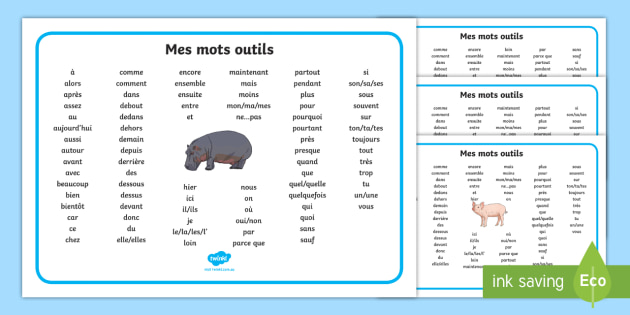 Vocabulary Word Mat Word Mat - French / Français