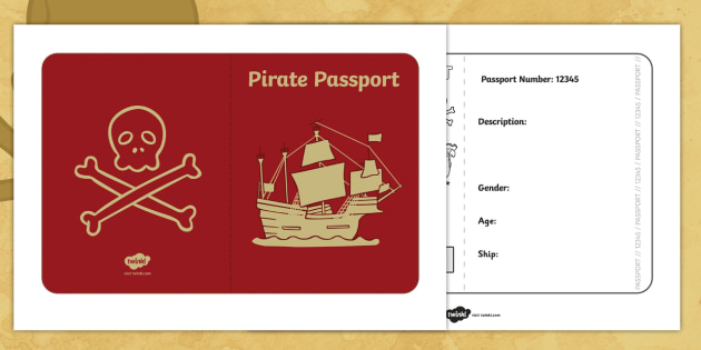 template twinkl passport Pirate template  pirates, frame, writing writing Passport