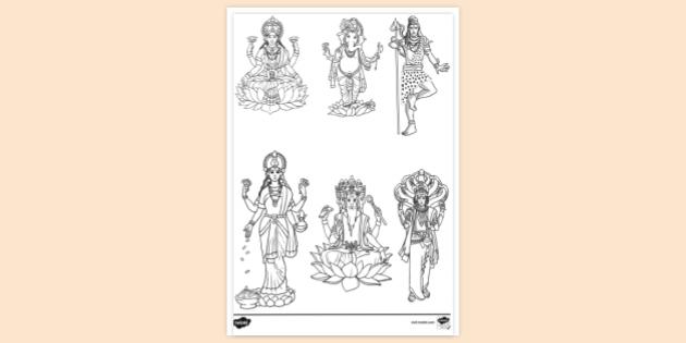 Drawing Hindu Mythology #109325 (Gods and Goddesses) – Printable coloring  pages