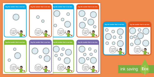 Popping Bubbles One Less Than Cards Teacher Made Popping Bubbles One Less Than Cards Teacher Made