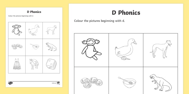 d Phonics Colouring Worksheet / Worksheet (teacher made)