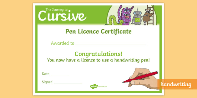 The Journey to Cursive Pen Licence Certificate
