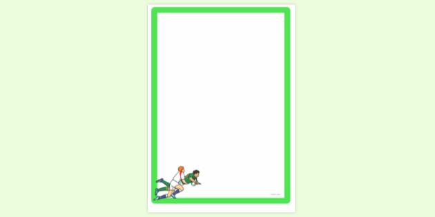 FREE! - Simple Blank Rugby Tackle Page Border | Page Borders | Twinkl