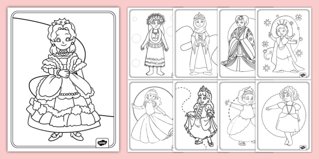 Princess Coloring Sheets (Teacher-Made) - Twinkl