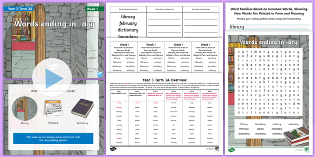 Year 3 Term 3A Week 1 Spelling Pack (teacher made)