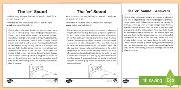 Er Sound Worksheet Ni Phase 4b Phonics Teacher Made
