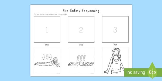 Stop, Drop and Roll Sequencing Worksheet / Activity Sheet - fire