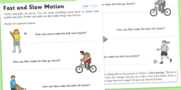 Faster And Slower Worksheet Fast And Slow Faster And Slower