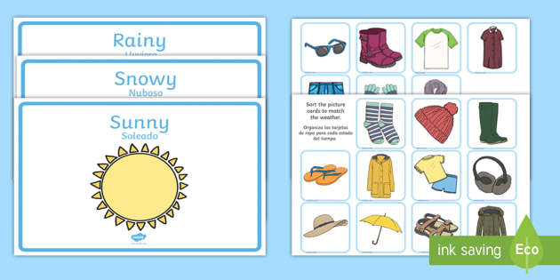 Weather Clothes Sorting Activity English Spanish