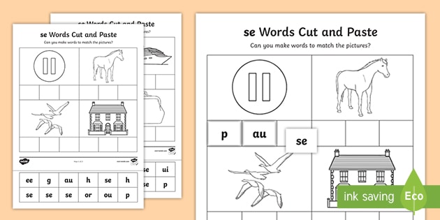 se sound words cut stick worksheet cfe resource