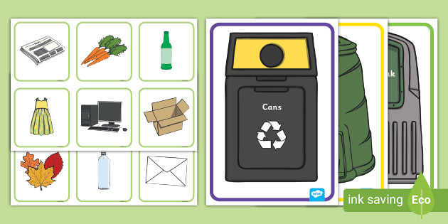 Sort the rubbish into the correct bins KS1/KS2 Class Topic Recycling Game 