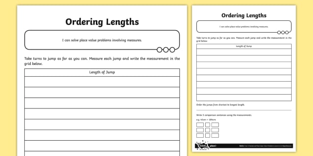 Ordering Lengths Activity (teacher made)