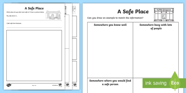 CfE First Level Safe Places Worksheet / Worksheets