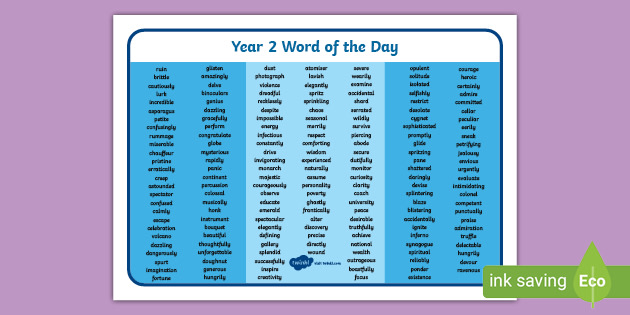 Year 2 Word of the Day Word Mat (teacher made)