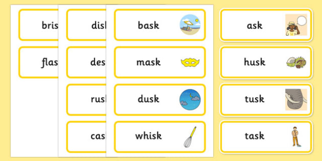 Word Final Sc Sk Word Cards Teacher Made