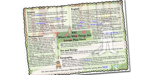 Free Lesson Plan Ideas Ks2 To Support Teaching On Where The Wild Things