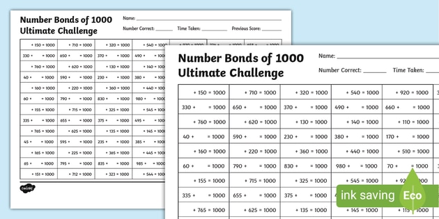 Number Bonds To 1000 Worksheet Ks2 Worksheet Resume E - vrogue.co