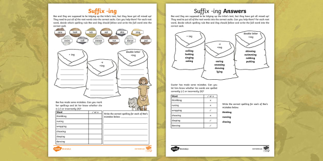 ks2 stone age adding suffix ing worksheet teacher made