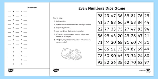 Odd And Even Numbers Dice Game