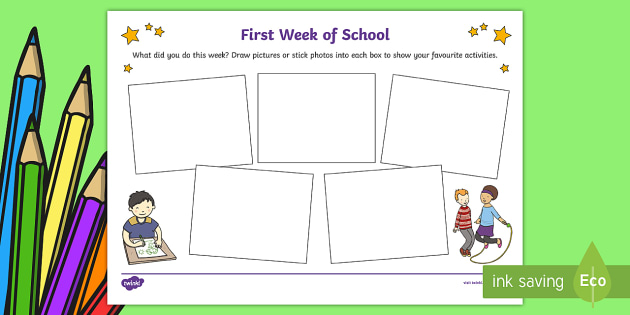 First Week of School Worksheet / Activity Sheet EYFS Early