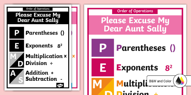 Educational Classroom Math POSTER Remember Order of Operations 