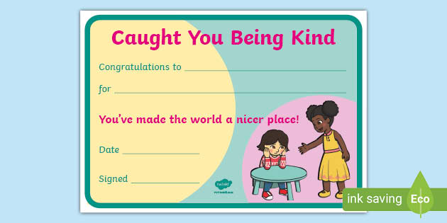 Caught You Being Kind Certificate