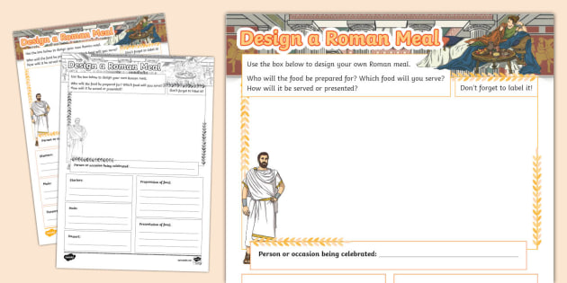 Design a Roman Meal Worksheet