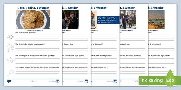 Anzac Day See, Think, Wonder Activity (teacher made)