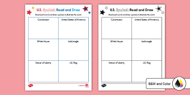 U.S. Symbols Read and Draw Activity (teacher made)