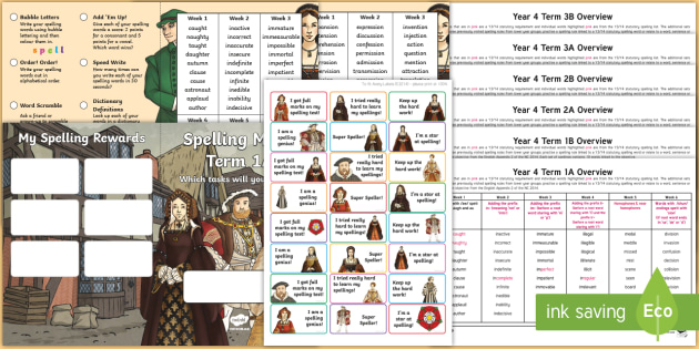 Year 4 Tudor Themed Spelling Menu Pack (teacher made)