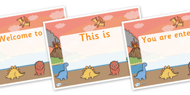 Dinosaur Themed Editable Class Welcome Door Signs