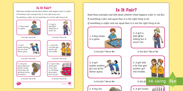 Is It Fair? Worksheet (teacher made)