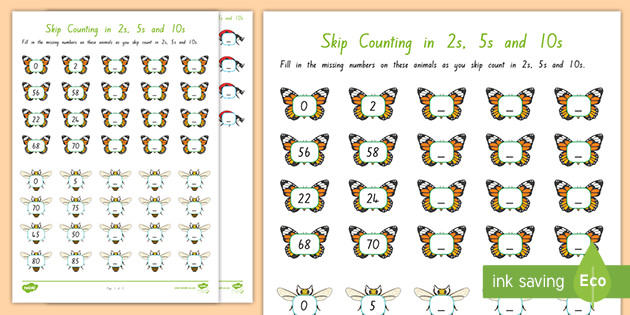 skip counting in 2s 5s and 10s teacher made