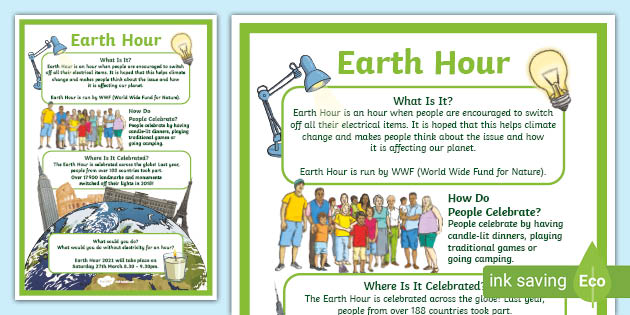 Earth Hour A4 Display Poster Teacher Made