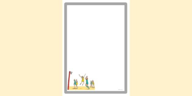 FREE! - Simple Blank Netball Players Border | Page Borders | Twinkl