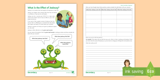 What is the Effect of Jealousy? Worksheets (teacher made)
