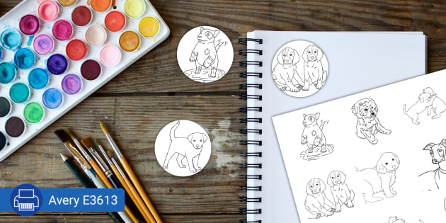 Dogs and Puppies Mindfulness Colouring Stickers